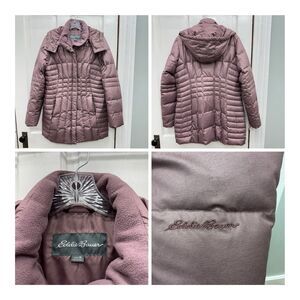 Eddie‎ Bauer Down Puffer Coat winter lavender purple women's medium mid thigh